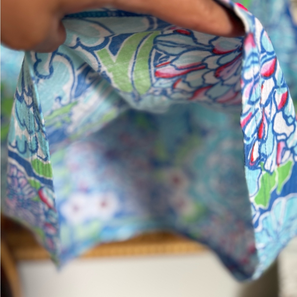 Lilly Pulitzer Blue Pink Tunic Dress | Coastal Luxe Coverup Mini Dress - Picture 6 of 7